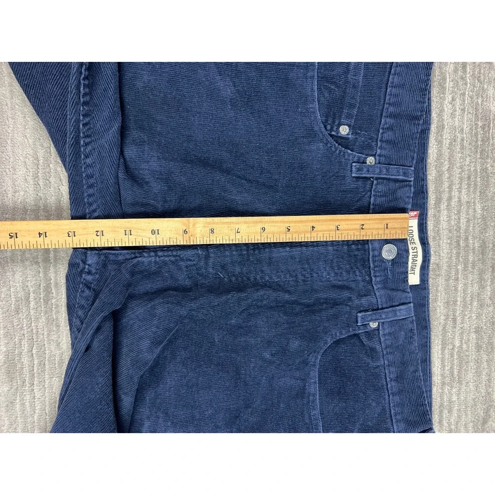 Levi's Corduroy Pants Men W34 L30 Navy Blue 569 Loose Straight Relaxed Fit Cords